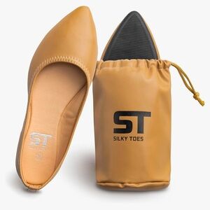 NWT Silky Toes Beige Women’s Foldable Flat Ballet Shoes Casual Business Flats